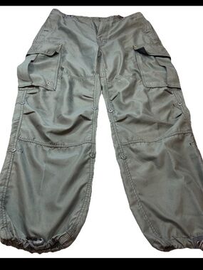 Boardstiff Baggy Green Cargo Pocket Jogger Pants Mens Y2K Skater Grunge Raver BS